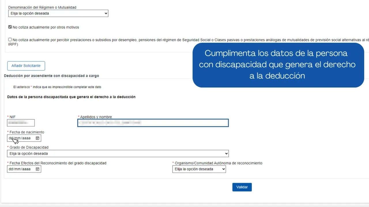 deducción por ascendientes con discapacidad a cargo