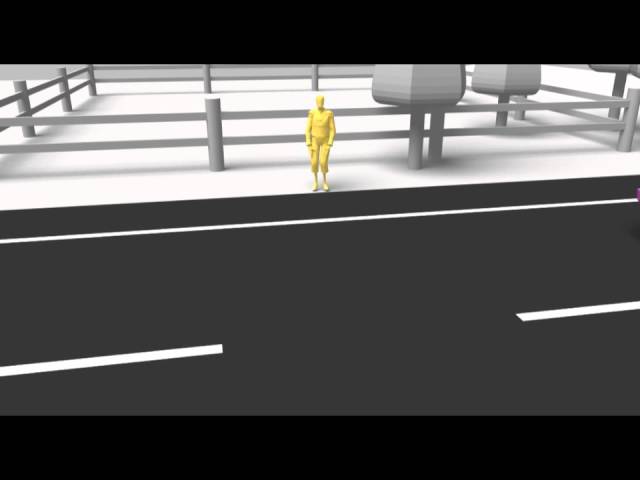 perpendicularmente al eje de la calzada