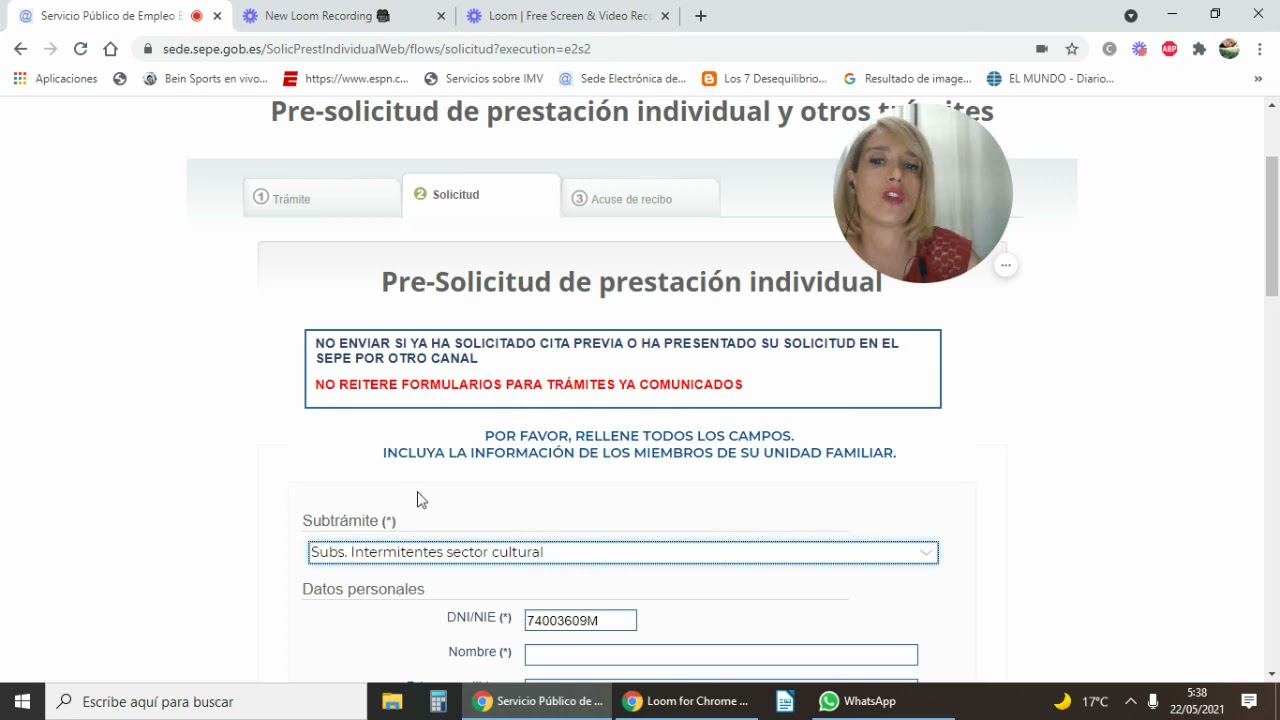 pre solicitud de prestación individual que es
