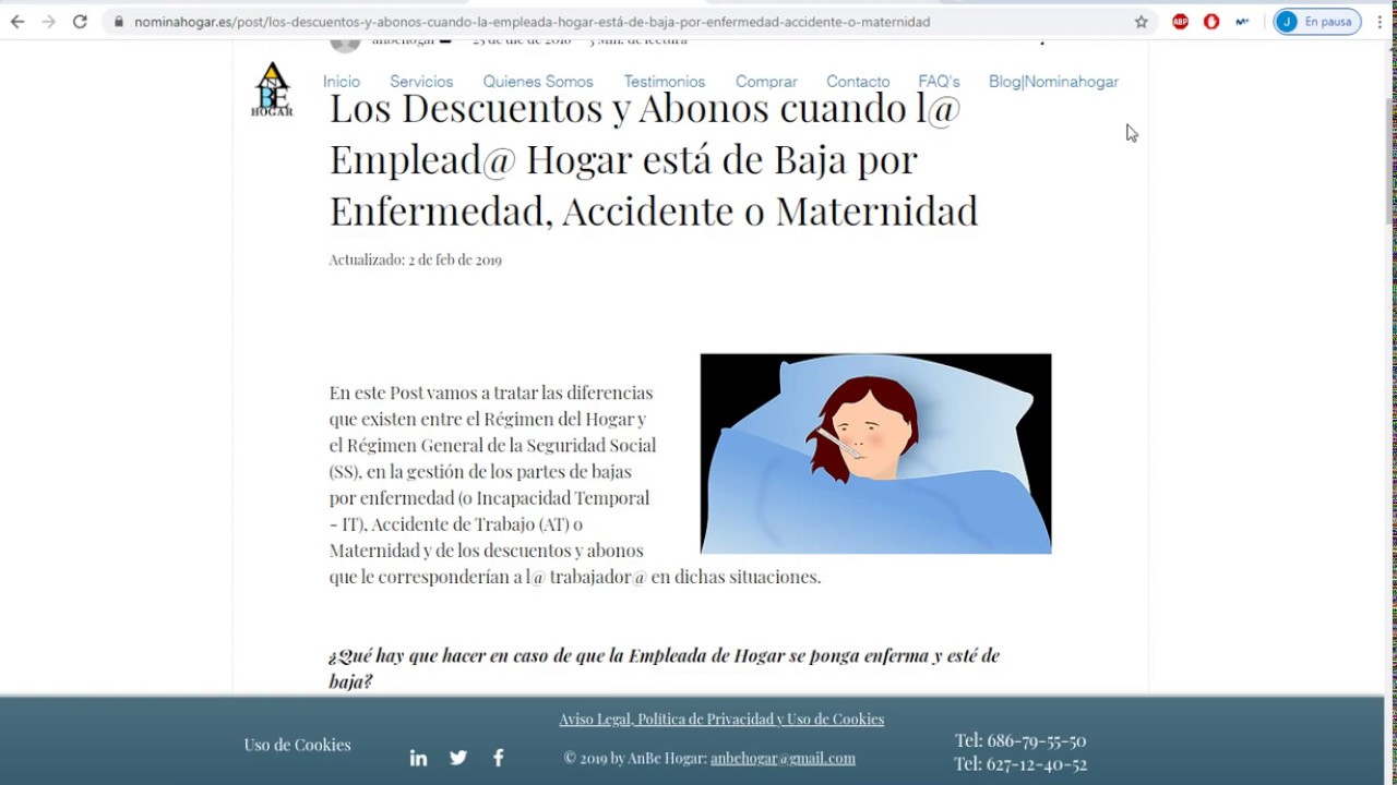 baja empleada de hogar por enfermedad