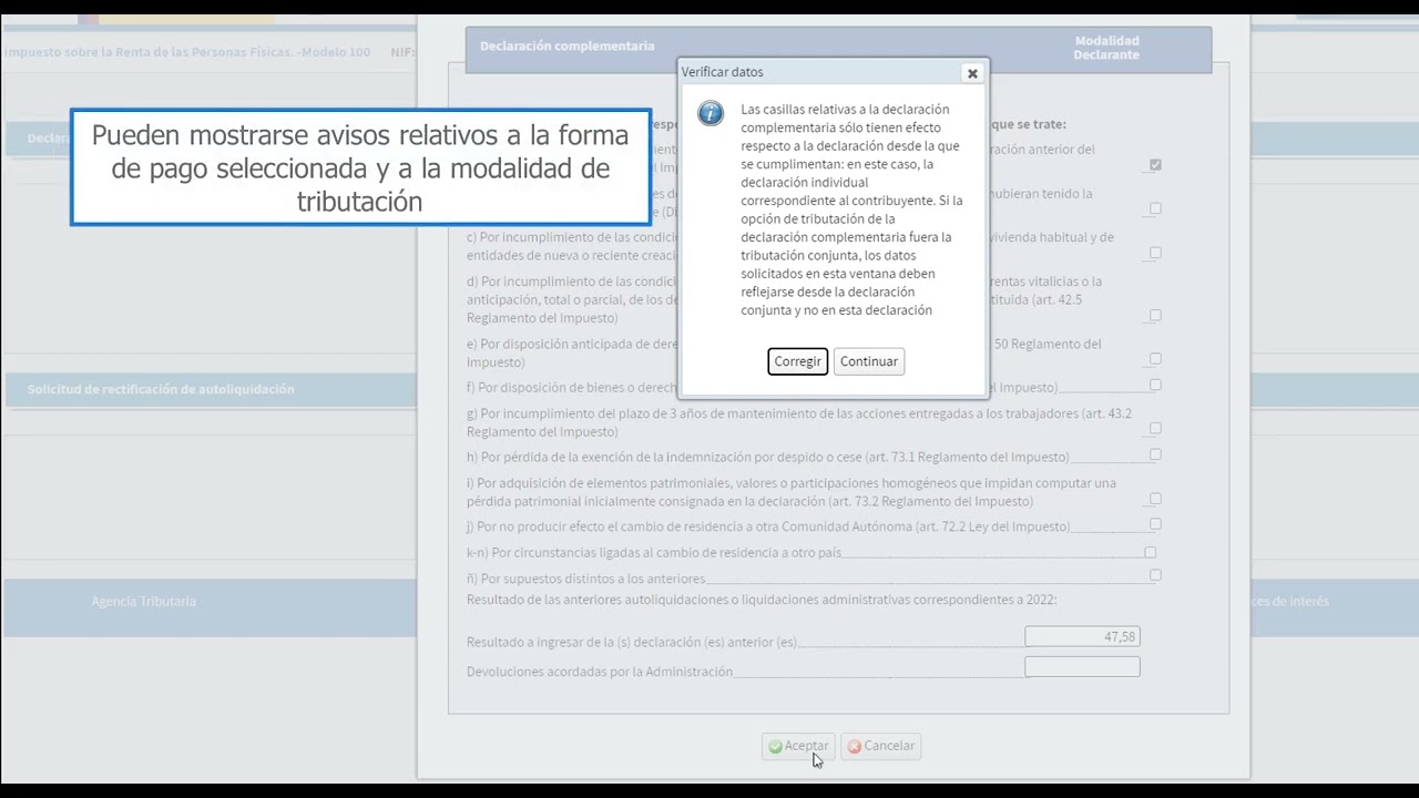 como se paga una declaracion complementaria